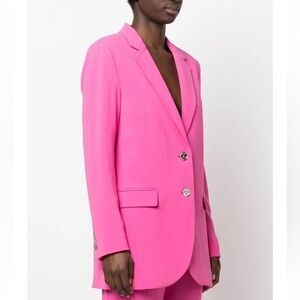 Michael Michael Kors Single Breasted Wool Blend Blazer Size 8 Cerise Pink